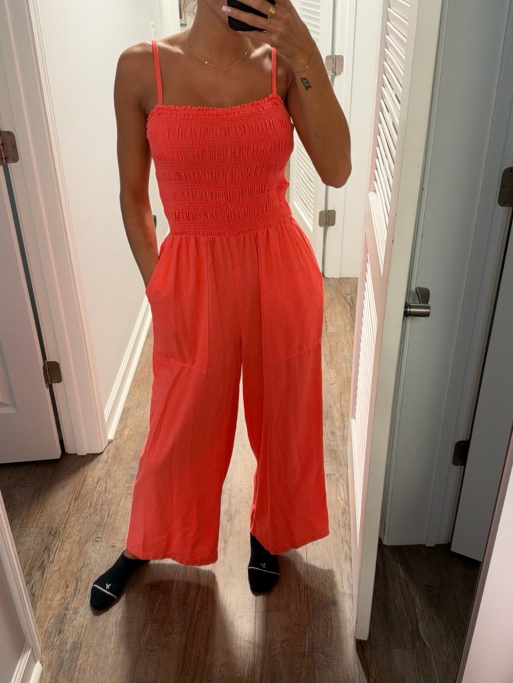Universal Thread Coral Smocked Wide-Leg Jumpsuit